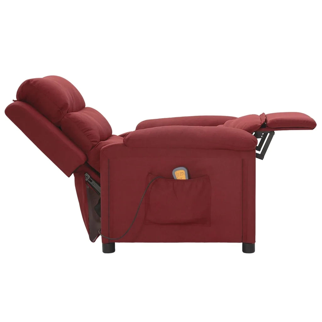 Poltrona Massaggiante Elettrica Rosso Vino in Tessuto 342354