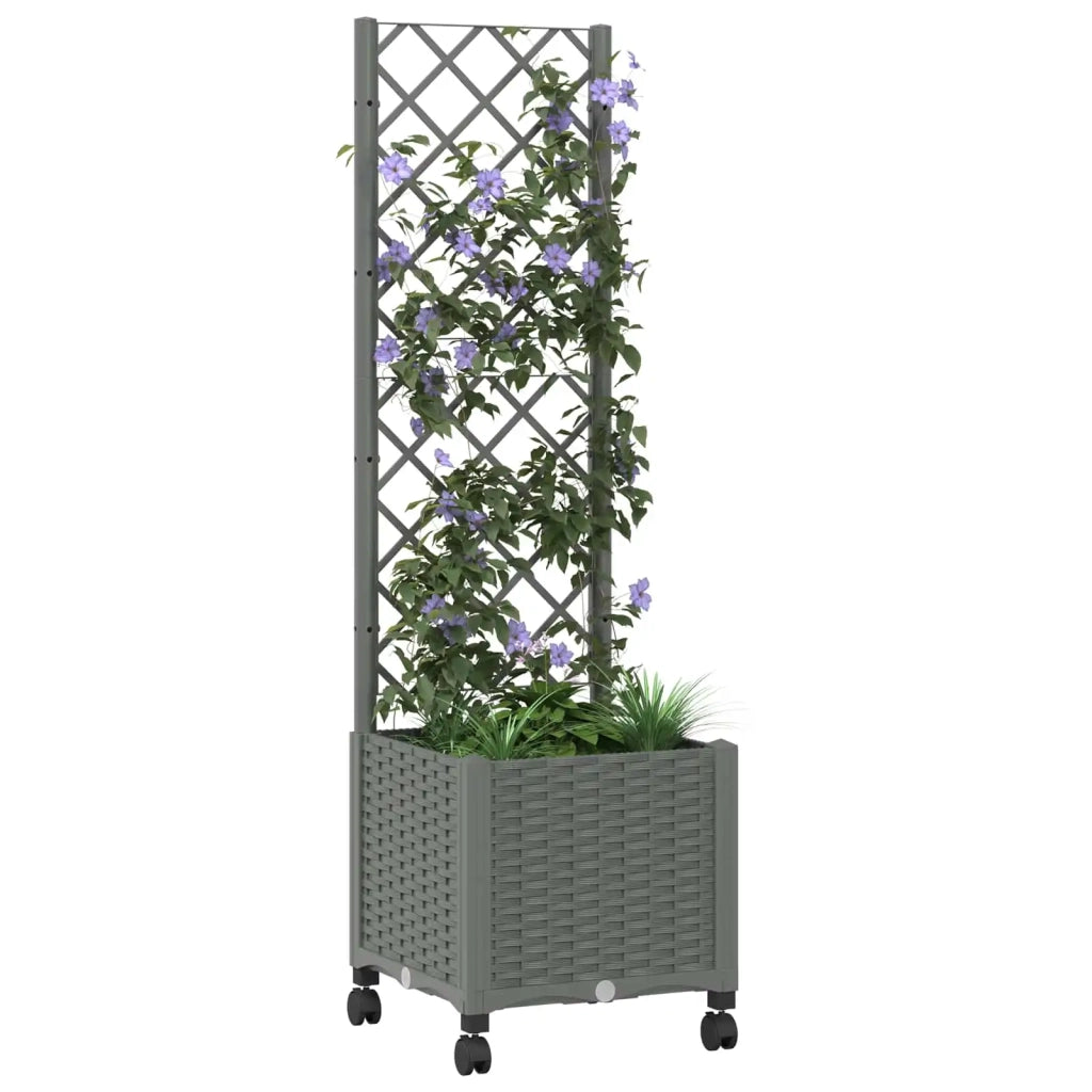 Vaso da giardino con grigliato e ruote Grigio Chiaro PP 3422922