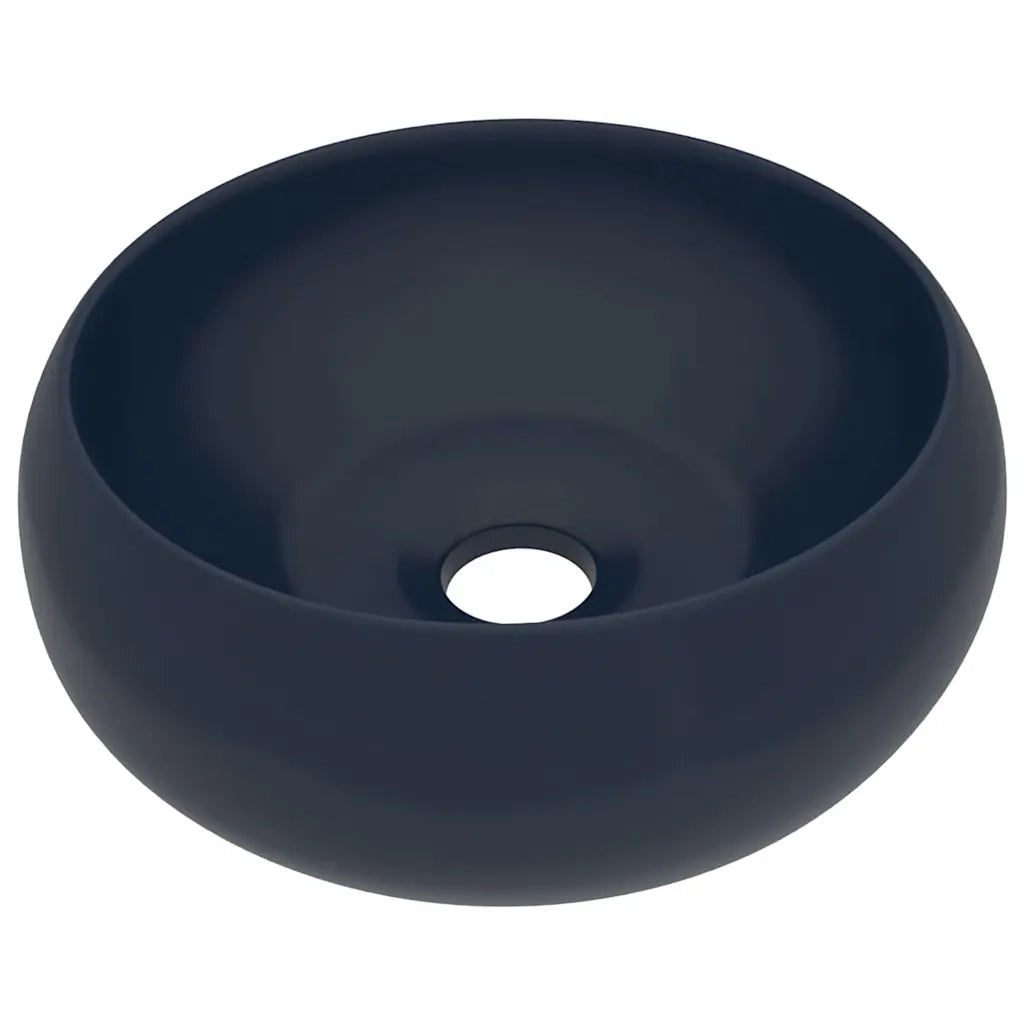 Lavandino Lusso Rotondo Blu Scuro Opaco 40x15 cm in Ceramica cod mxl 41190