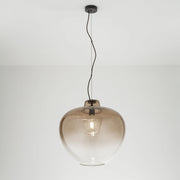 Sospensione Contemporanea Big Bowl Metallo Nero Vetro Marrone 1 Luce E27