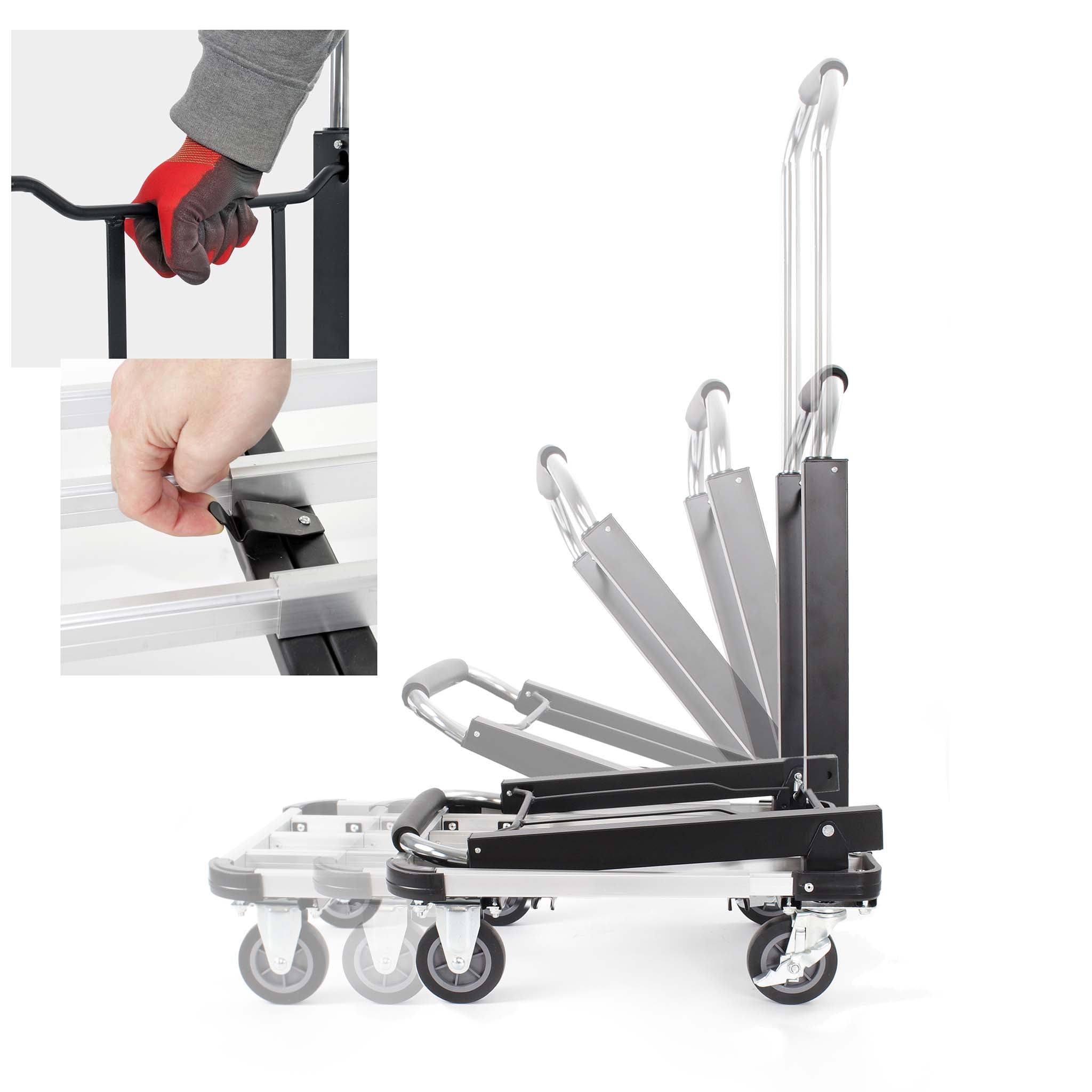 Carrello da trasporto pieghevole max 150kg, allungabile, con freno