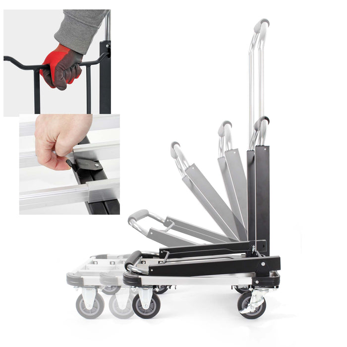 Carrello da trasporto pieghevole max 150kg, allungabile, con freno