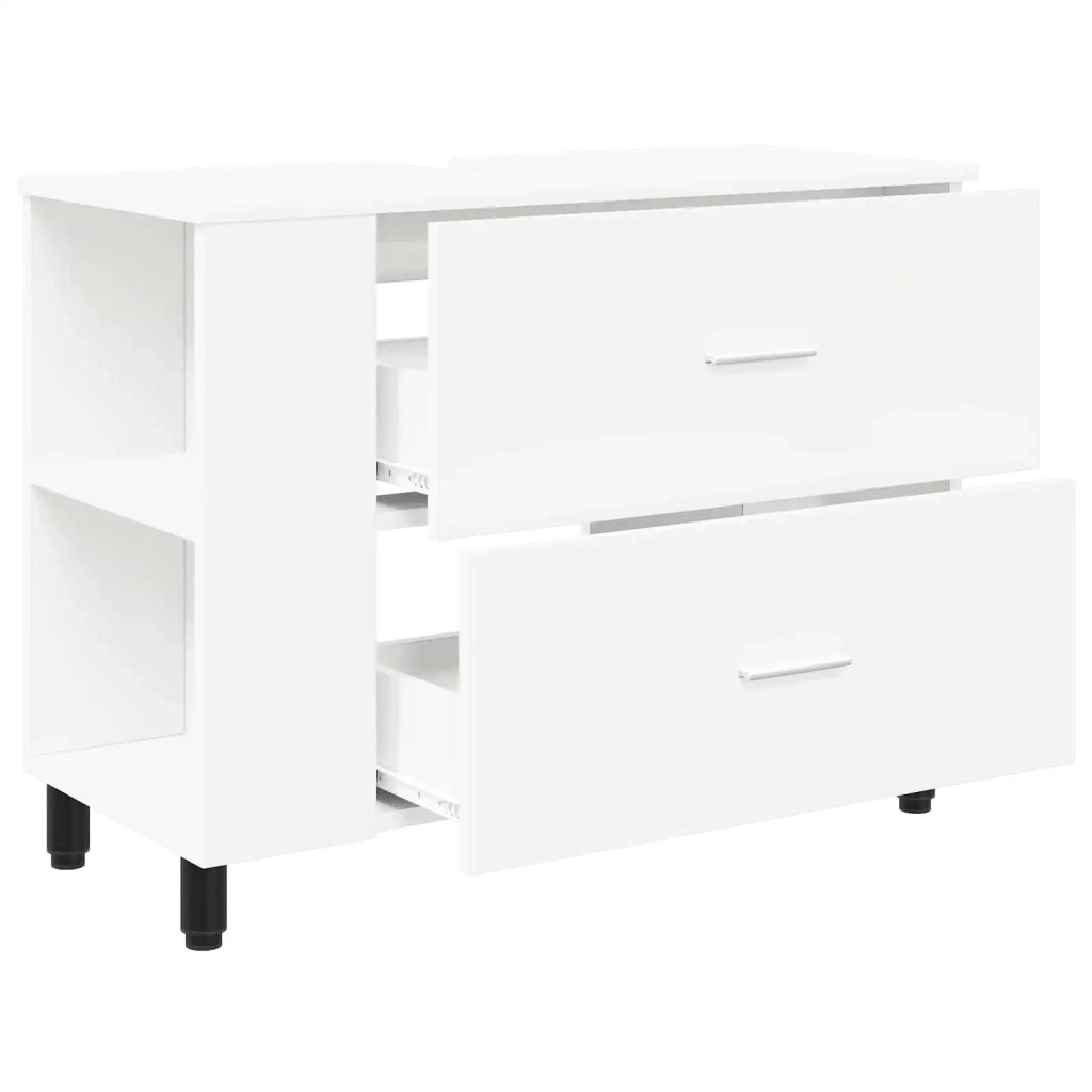 Mobiletto da bagno Bianco 80 x 35 x 60 cm Legno ingegnerizzato 889385