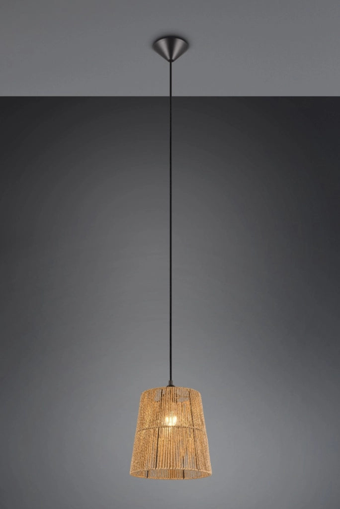 Lampada a sospensione boho marrone carta HOLM E27 RL