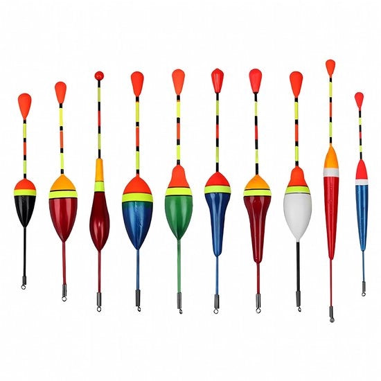 Set di Dobber per Pesci di 10 pezzi - Dobber per Trota - Drittori Antiscivolo - Drittori di Alta Qualità a Schiuma - Leggeri - Colori Chiari per Miglior Visibilità - Boia da Pesca