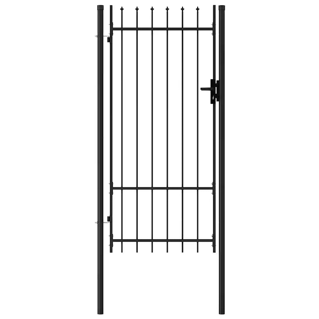 Cancello per recinzione Boxtel porta singola con punta in acciaio 1x2 m Nero 145746