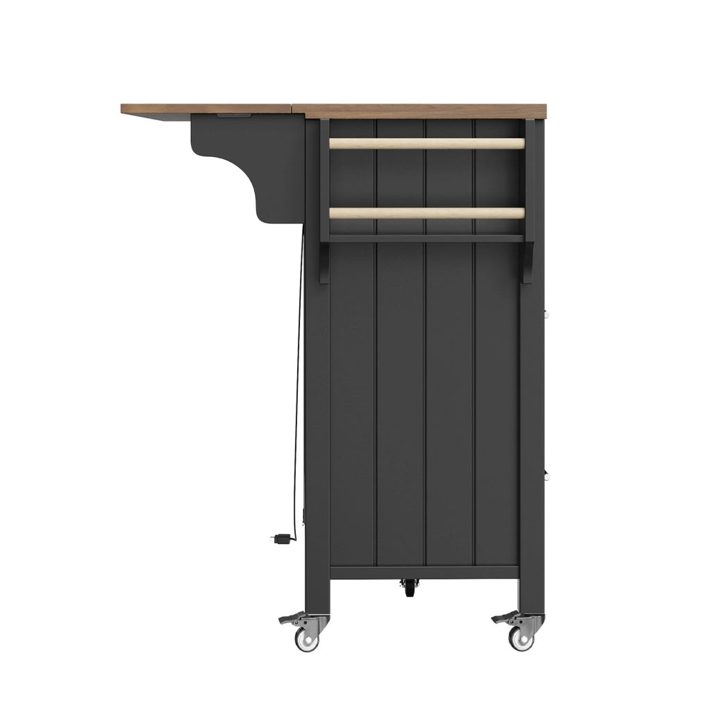 Carrello da cucina 139x40x94 cm pieghevole in MDF nero
