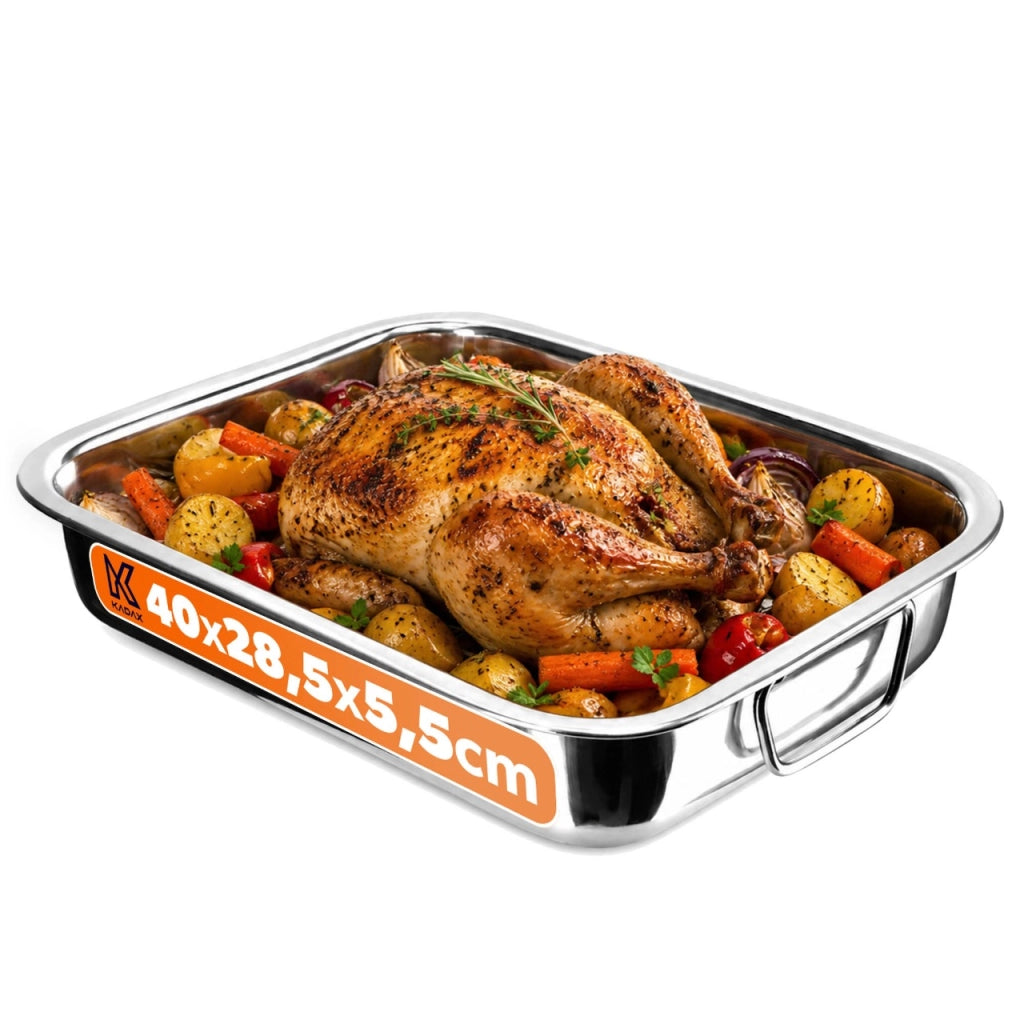 Teglia da forno KADAX con griglia per pollo e pesce, in acciaio, 40 cm