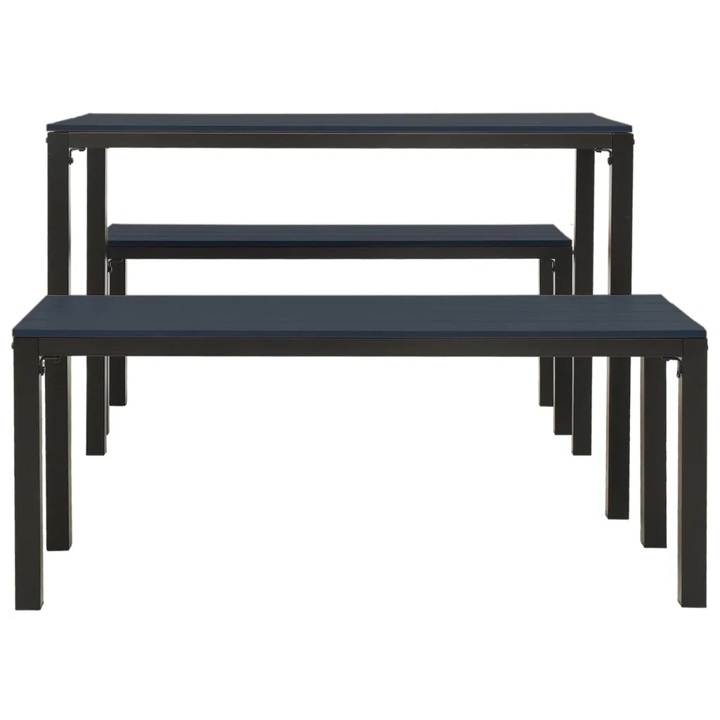 Set da Pranzo da Giardino 3 pz in Acciaio e WPC Nero cod mxl 36606