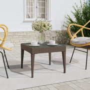 Tavolino Marrone 50x50x38 cm Polyrattan e Vetro Temperato 319403