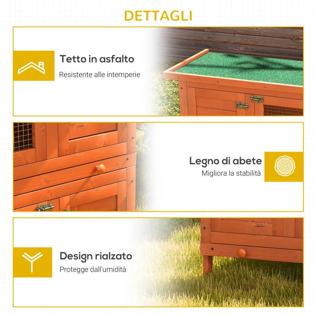 Gabbia per Conigli a Due Piani ¨C Xylo ¨C Legno di Abete Verde 90x45x90 cm Esterno
