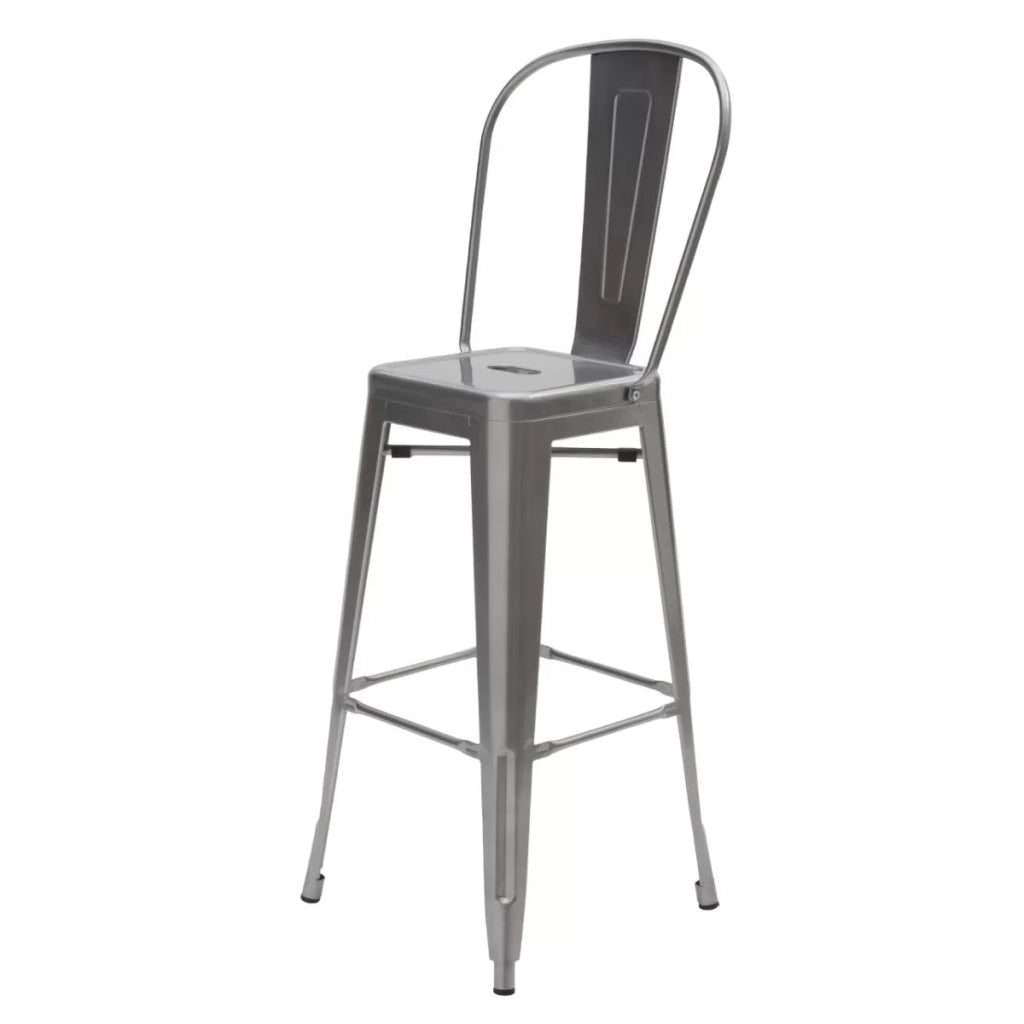 Set da 4 sgabelli moderni metallo grigio metallizzato 45x43x120 - Mobili 2G