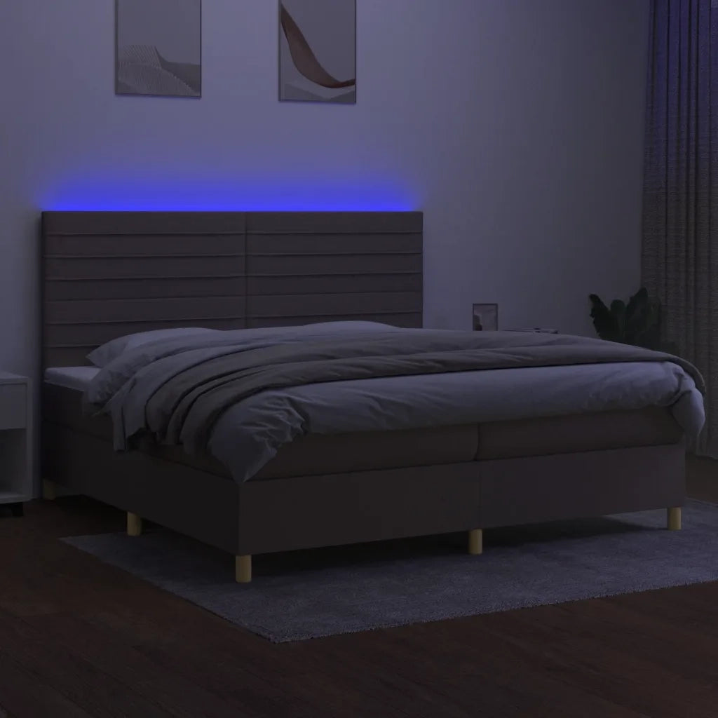 Letto a Molle Materasso e LED tortora 200x200cm in Tessuto cod mxl 59201