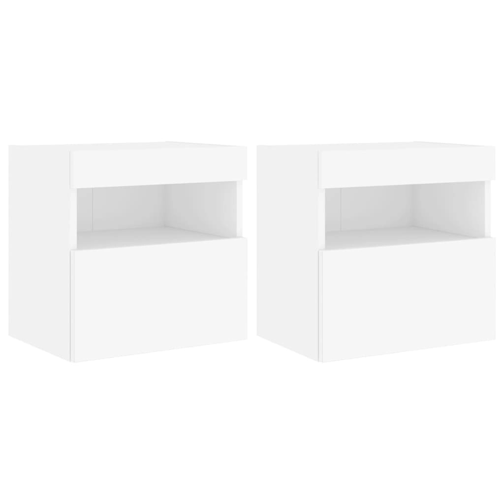 Mobili TV a Parete con Luci LED 2pz Bianchi 40x30x40 cmcod mxl 110121
