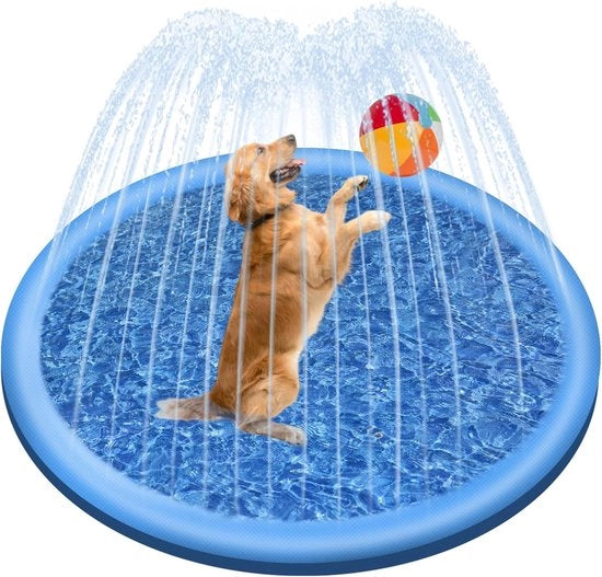 Bagno per bambini e animali domestici - Bagno per cani - 100 cm bagno per cani gonfiabile - Bagno per cani gonfiabile con spruzzatore per cani - blu
