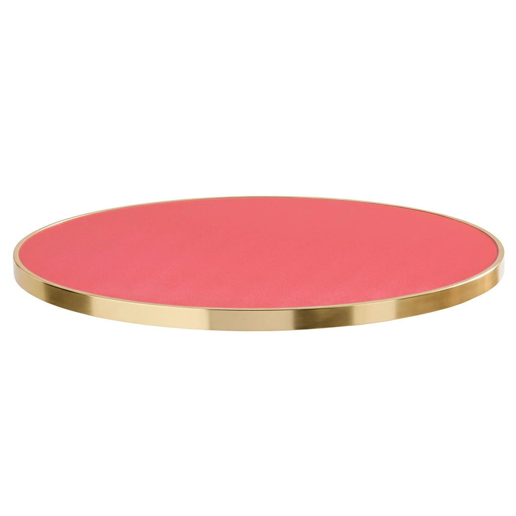 Piano tavolo rotondo in rosso opaco con lampone oro 60 cm