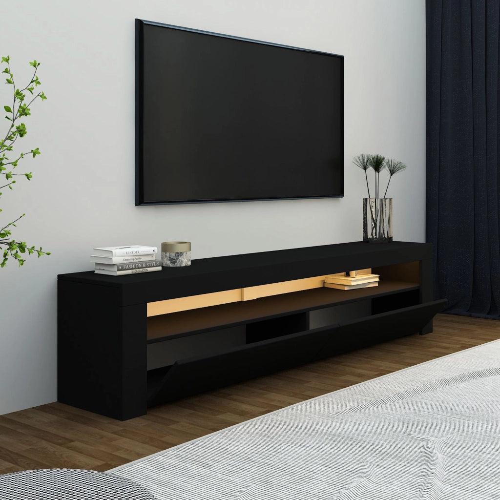 Porta TV in legno "Bati" - 150 x 36 x 46 cm - Nero