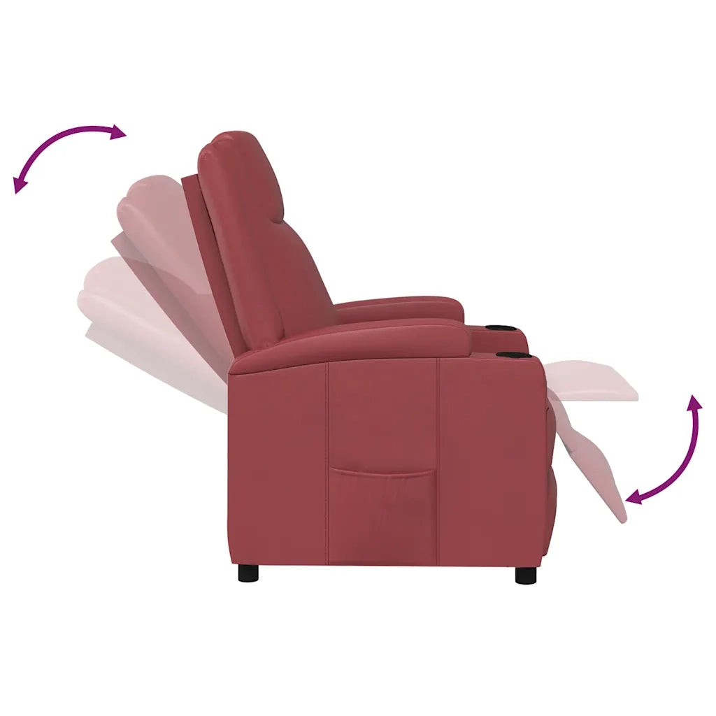 Divano Sedia-Poltrona Reclinabile Rosso Vino in Similpelle 338499