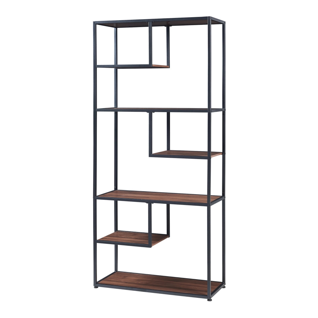 Scaffale da Terra Østre Libreria Alta 180x83x34 cm Nero / Effetto Noce [en.casa]