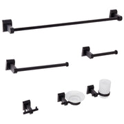 Set di 6 accessori per il bagno in alluminio nero con bicchiere e portasapone inclusi Accessori per il bagno in stile moderno chic