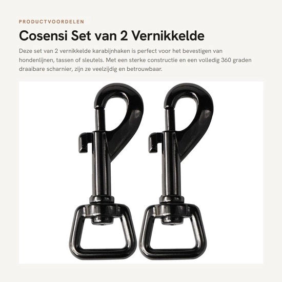 Set di 2 Karabiniere con Maniglia a 360 Gradi - Verniciato Nero - Acciaio Laminato - Maniglia a Rotazione - Hanger con Cardano a 360 Gradi