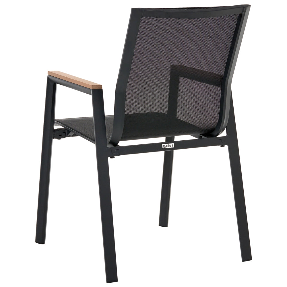 Set di 4 sedie da giardino in metallo alluminio nero impilabili per esterno da pranzo