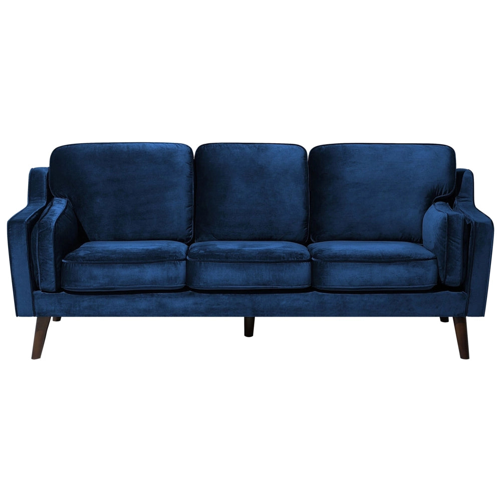 Divano colore Blu 3 Posti Velluto Gambe In Legno stile Classico e moderno soggiorno