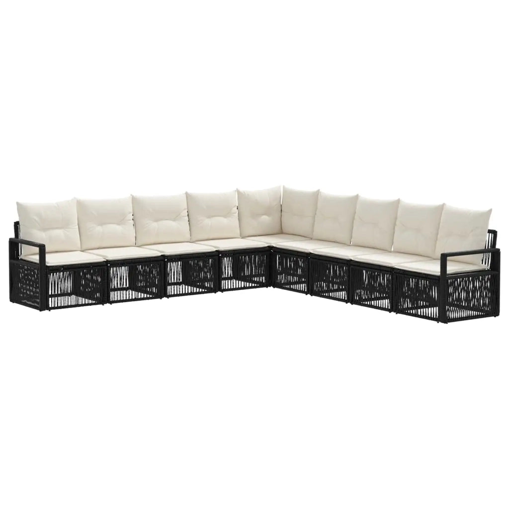 Set Divano da Giardino 9 pcs Nero polyrattan 3435733