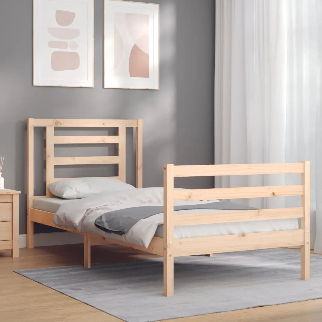 Giroletto con Testiera Single-Struttura Letto in Legno Massello 325280