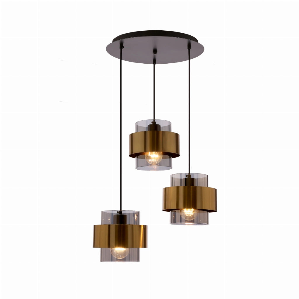 Lampadario Candellux Spiega 3 luci E27 nero ottone
