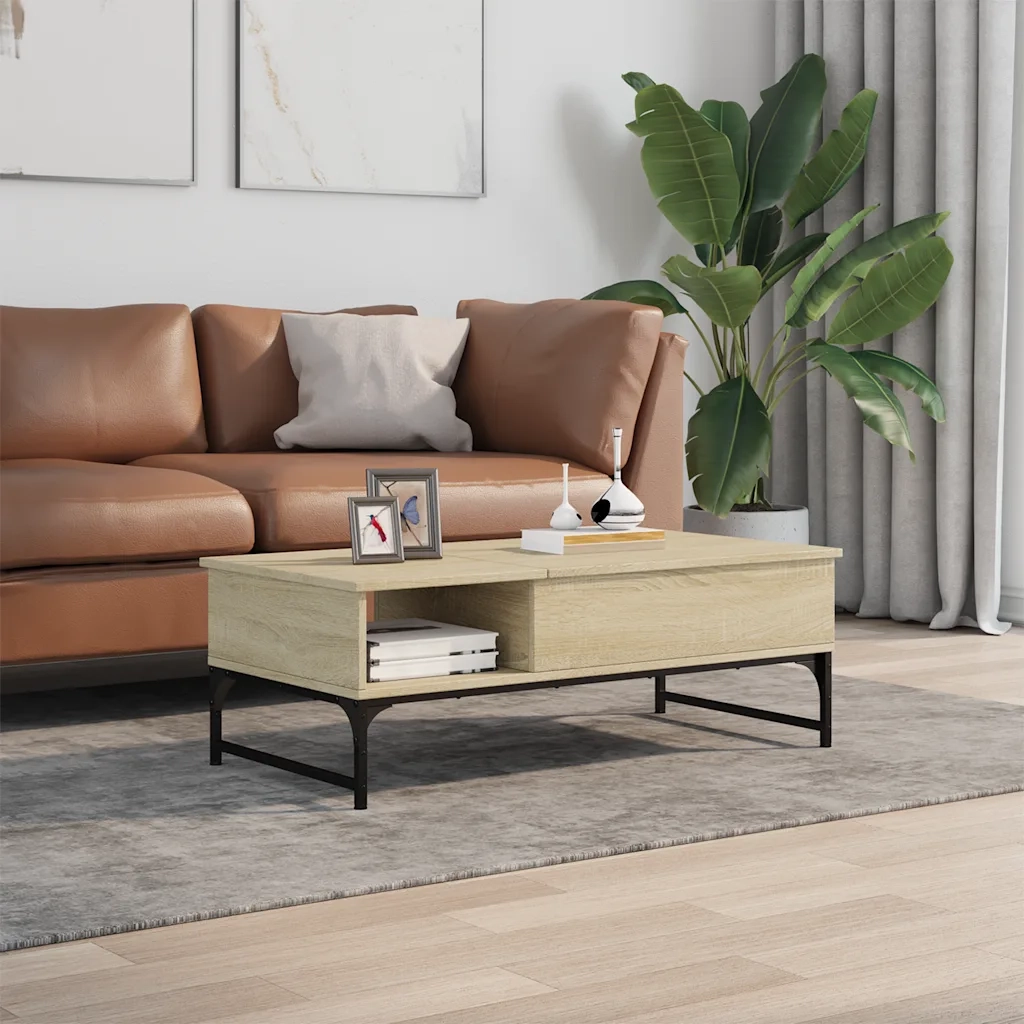 Tavolino salotto | Tavolino da caff¨¨ | Tavolino da Soggiorno Rovere Sonoma 100x50x35 cm Multistrato Metallo