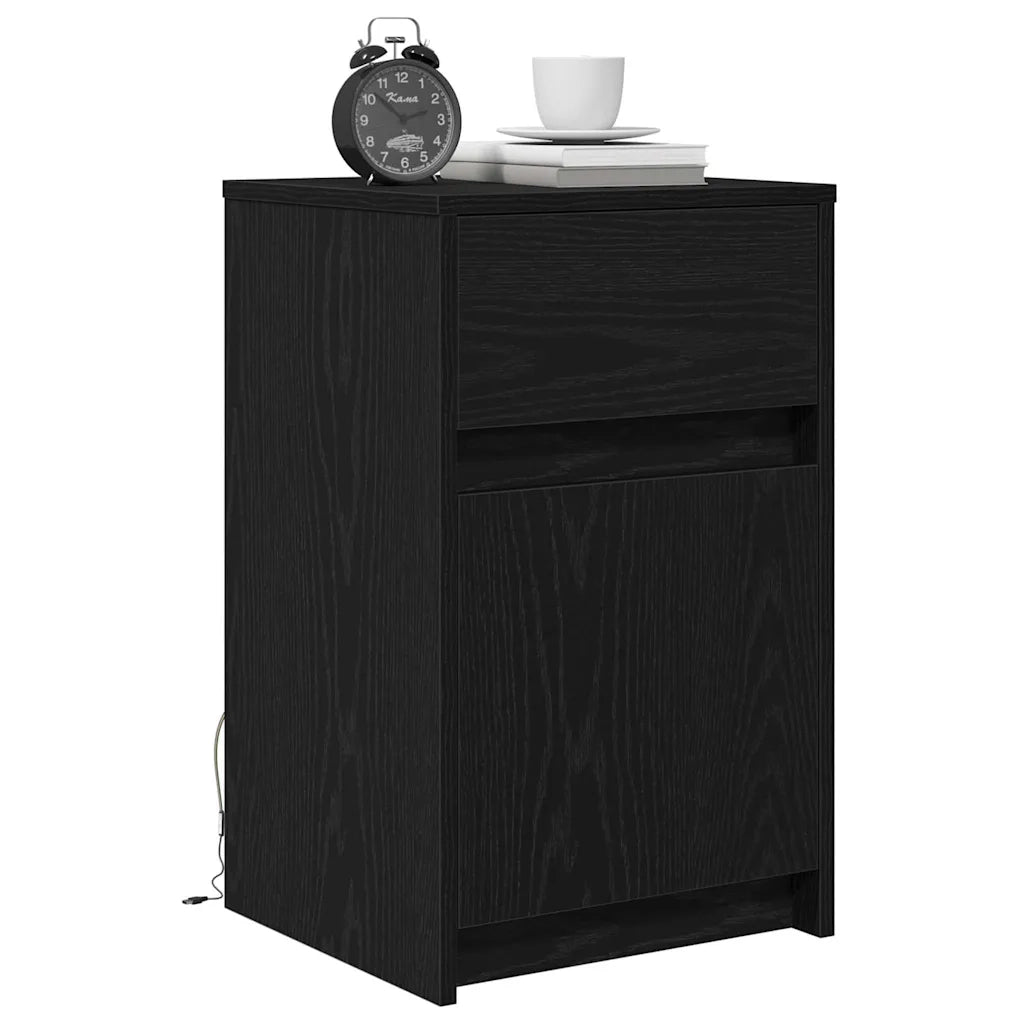 vidaXL Armadio da Letto LED con cassetto Rovere nero 38 x 34 x 61 cm