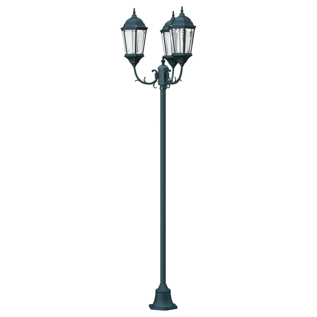 Palo per Giardino  con 3 Lampade E27 Verde 220 cm Alluminio