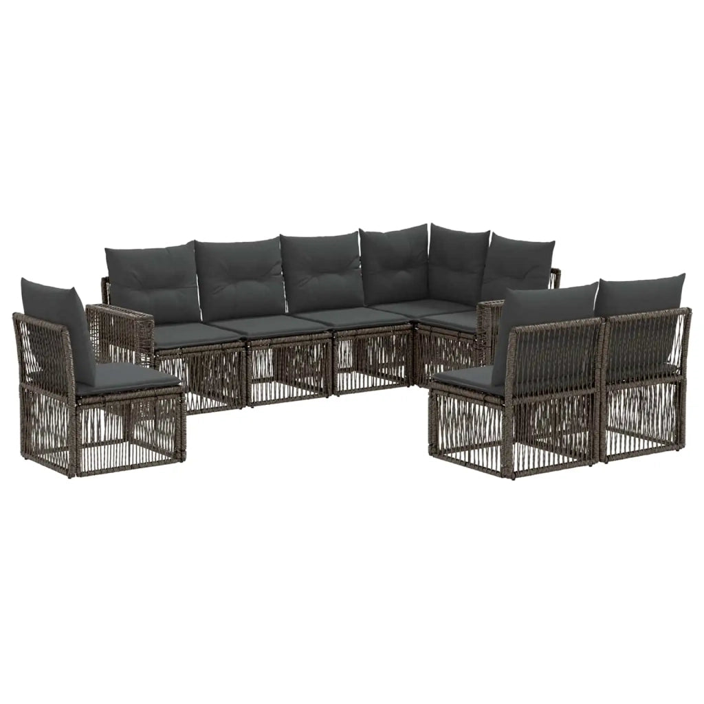 Set Divano da Giardino 8 pcs Grigio e Grigio Scuro polyrattan 3435140