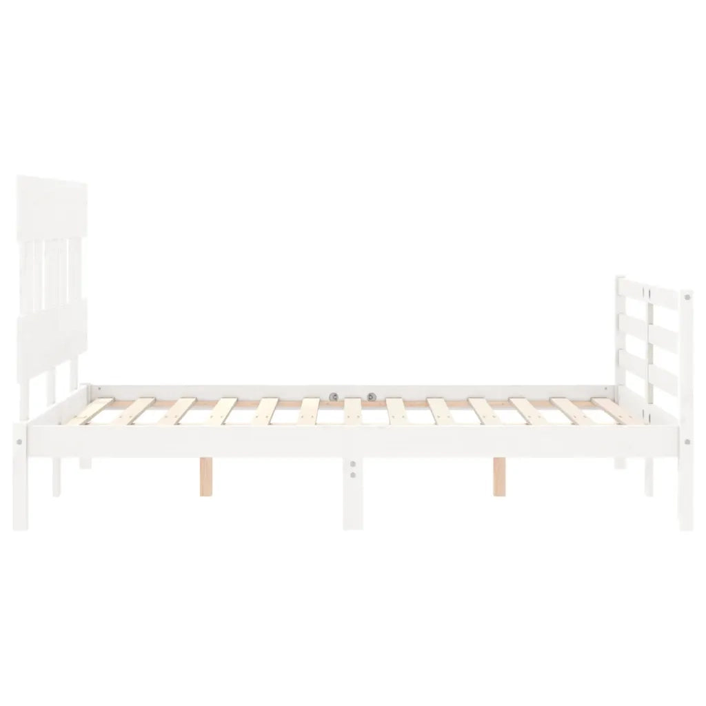 Giroletto con Testiera-Struttura Letto con testiera Bianco 120x200 cm in Legno Massello 386583