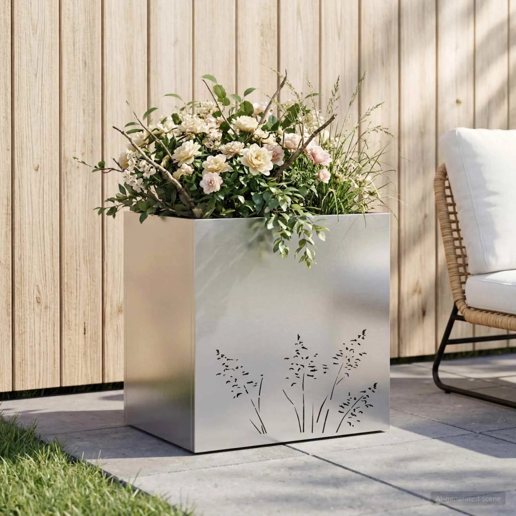 Vaso da giardino Argento 50 x 30 x 49 cm Acciaio zincato 8005816