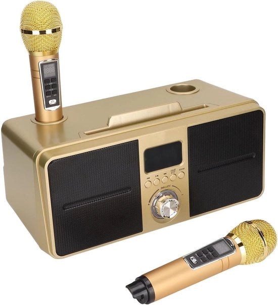 Sistema di Alta Fedeltà Portatile con 2 Microfoni Senza Fili e Bluetooth per Feste a Casa, Riunioni, Matrimoni, Pic Nic, Interno/Esterno - SD-309.
