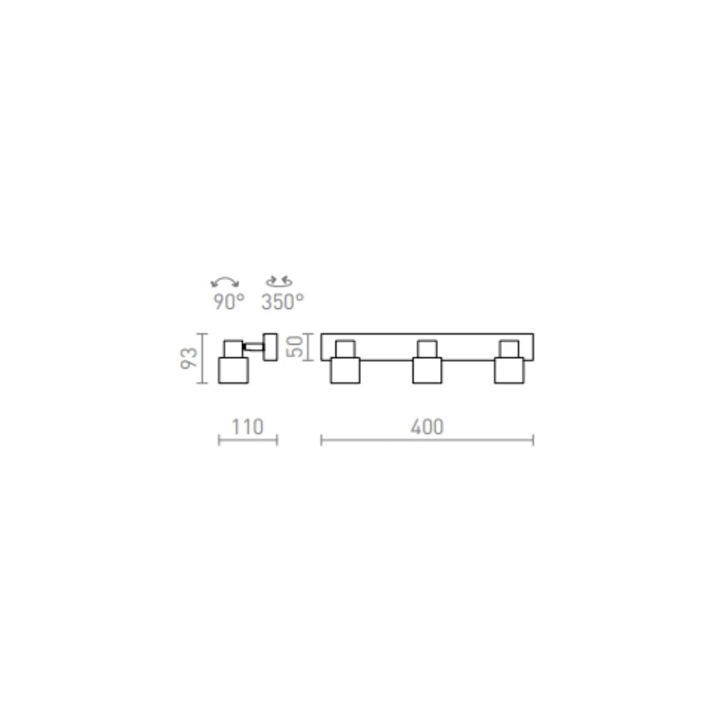 Lampadario faretti VALTO III plafoniera/applique  cromo 230V GU10 LED 3x5W IP44