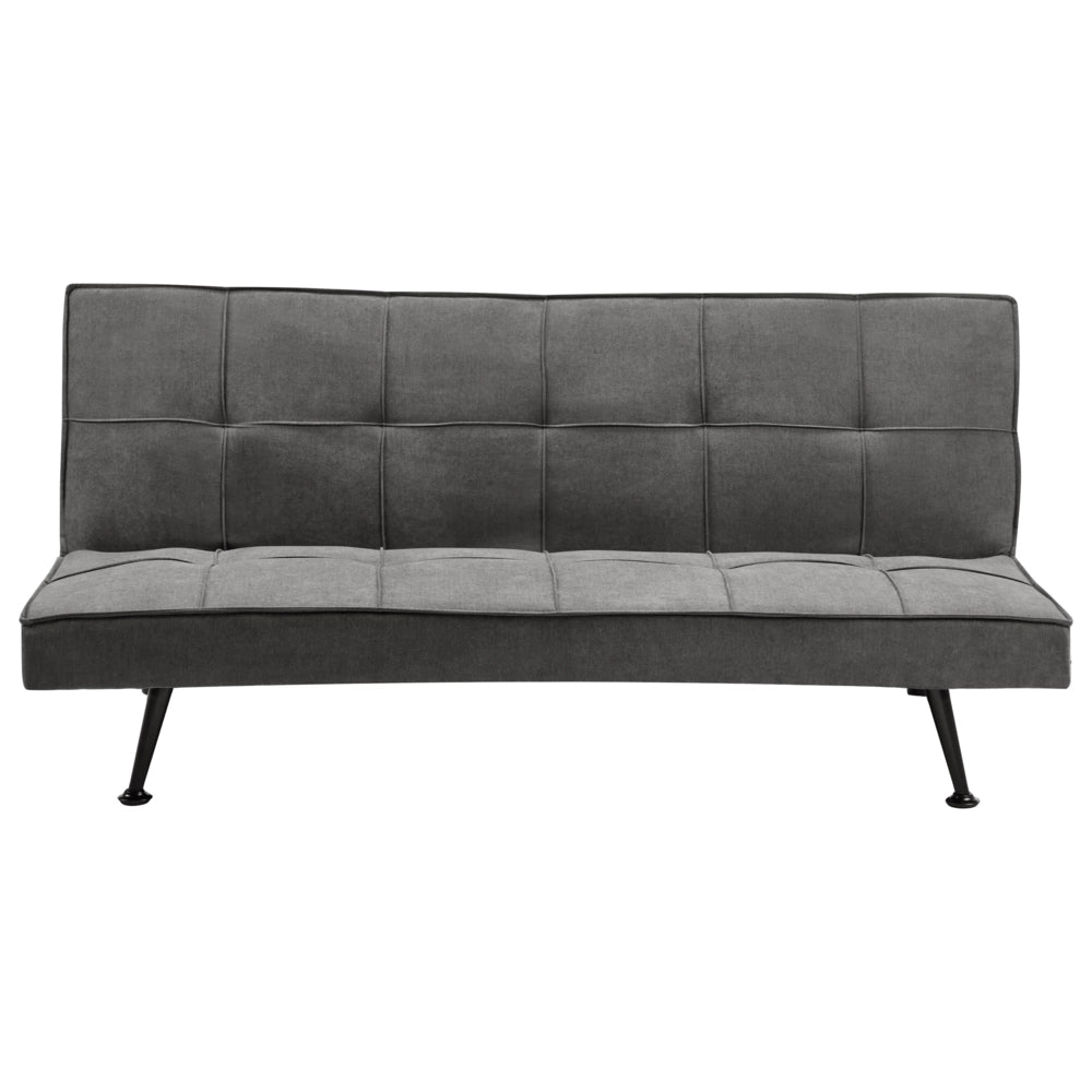 Divano letto in tessuto grigio scuro a 3 posti con imbottitura trapuntata Letto per ospiti senza braccioli con chiusura a scatto
