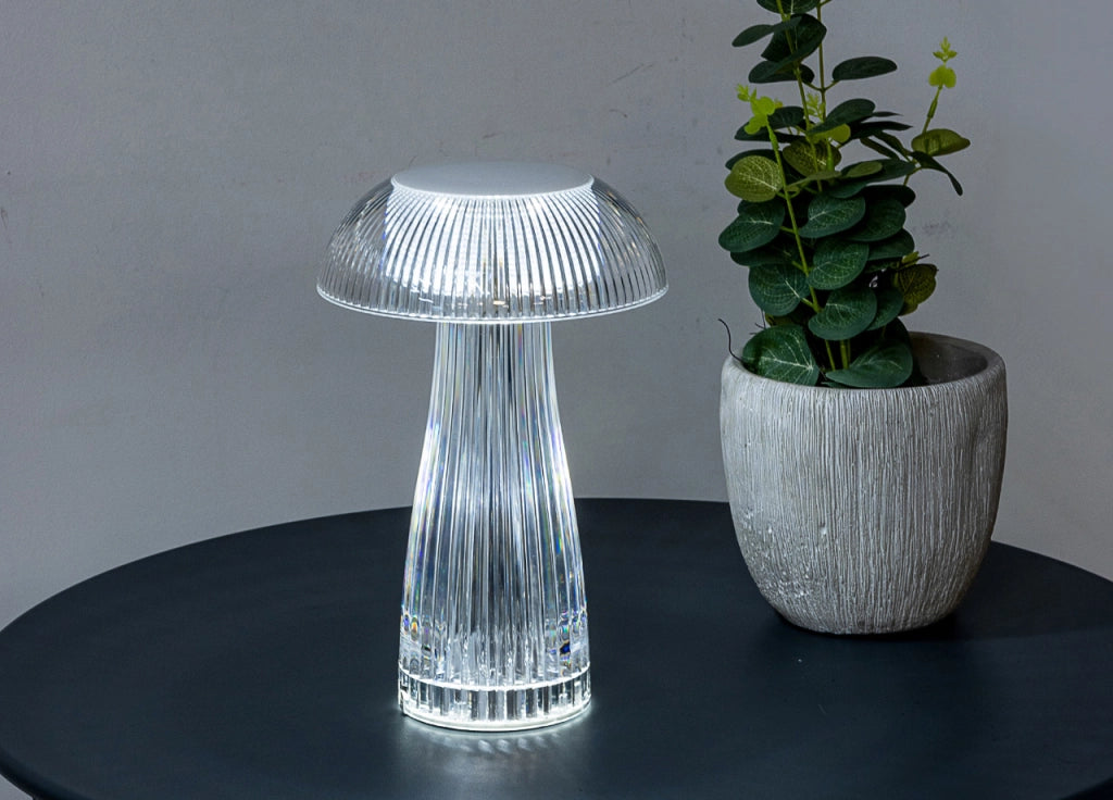 Lampada Led Da Tavolo Controllo Touch Ricaricabile Trasparente Mushroom