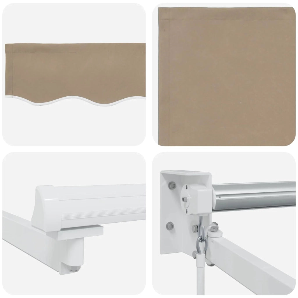 Tenda da Sole | Tenda retrattile manuale con LED Beige e Bianco 3,5 x 2 m