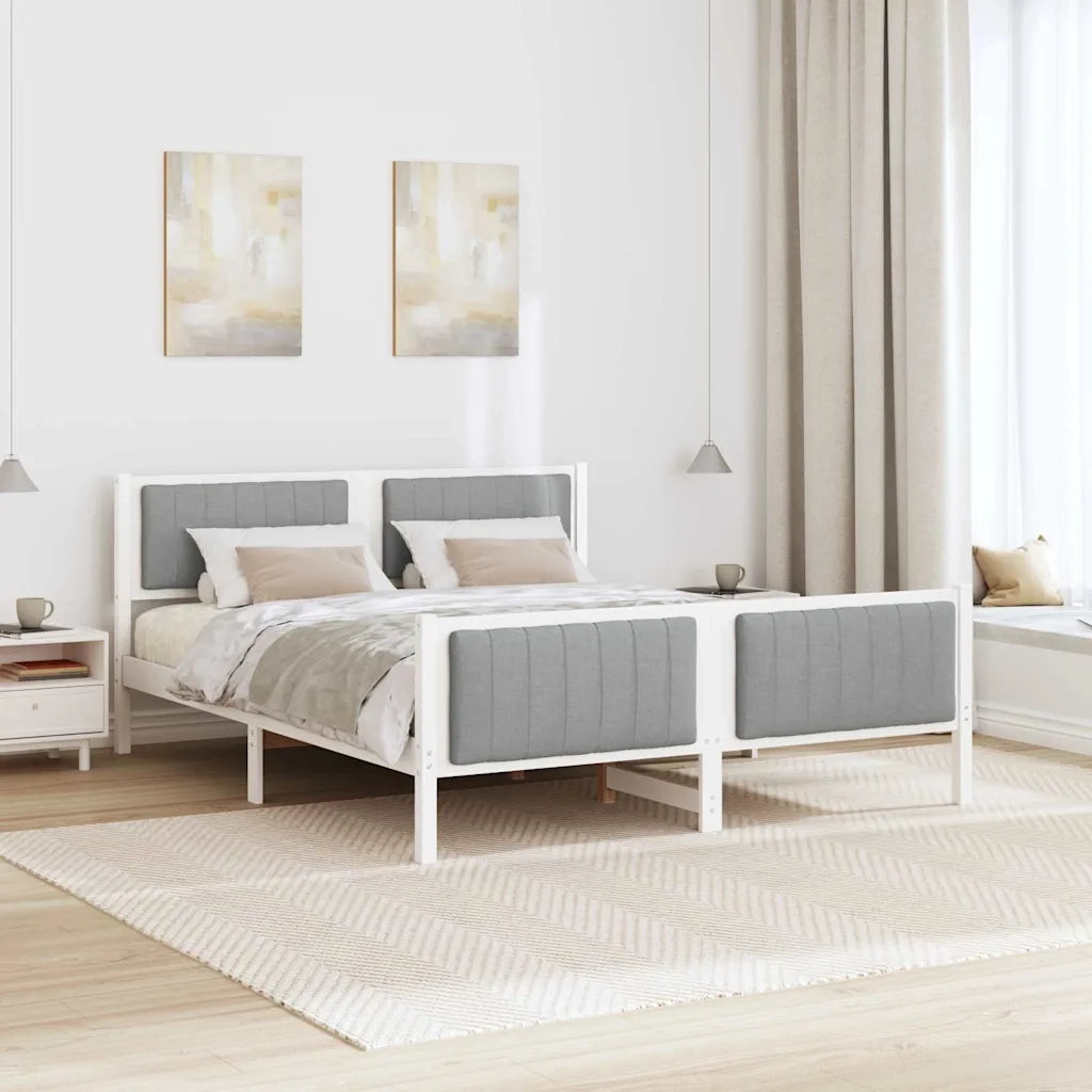 Struttura del Letto Bianco e grigio chiaro 150 x 200 cm 3394317