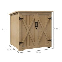 Armadio da Esterno con Ripiano Interno Regolabile e Tetto Inclinato, in Legno di Abete, 77.5x88x90 cm