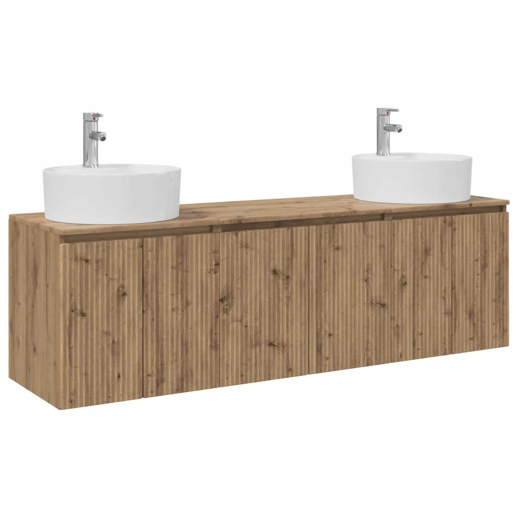 Set di Armadi da Bagno 3 pz Rovere Artigianale 3405676