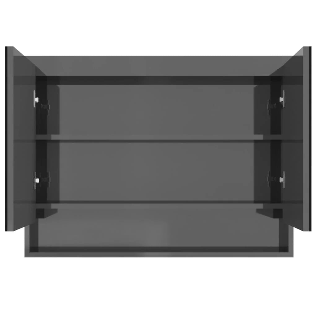 Mobiletto specchio da bagno 80 x 15 x 60 cm grigio lucido MDF 02_0006712