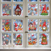 Decorazioni per finestre di Natale premium - Set di 9 fogli con elfi adesivi - Decorazione per finestre con tema natalizio per stanza dei bambini