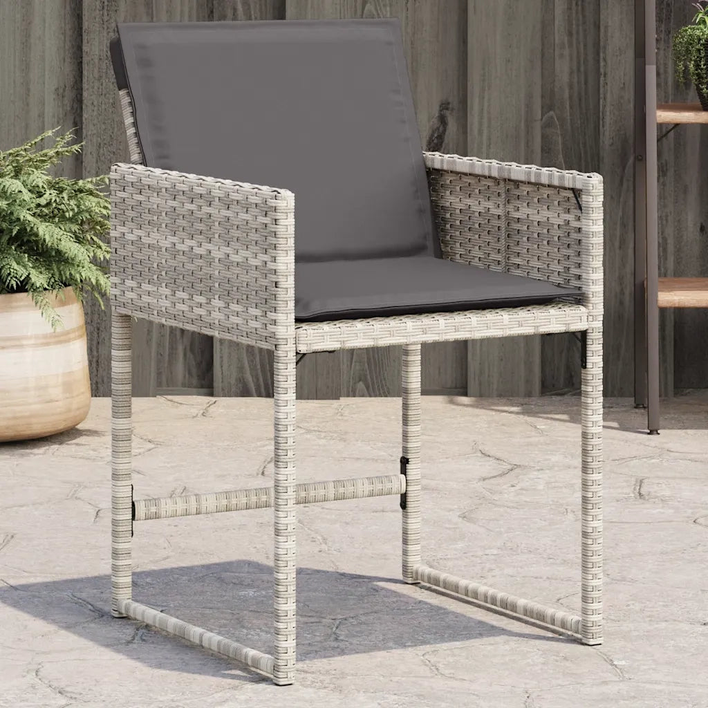Sedie da Giardino con Cuscini 4 pz | Sedie da Esterno Grigio Chiaro in Polyrattan