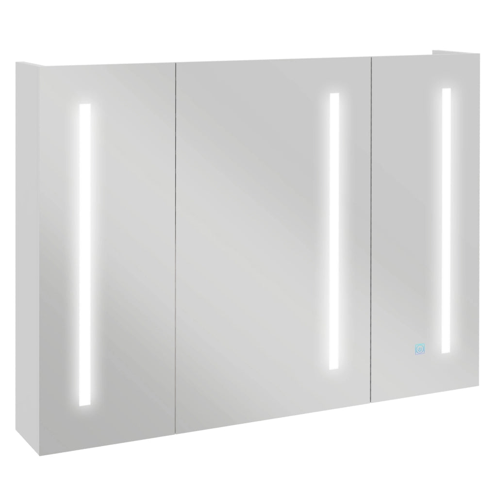 Bathroom Mirror Cabinet with Light, Bathroom Storage Cupboard with USB Charge, Adjustable Shelf, 90x15x70cm, White