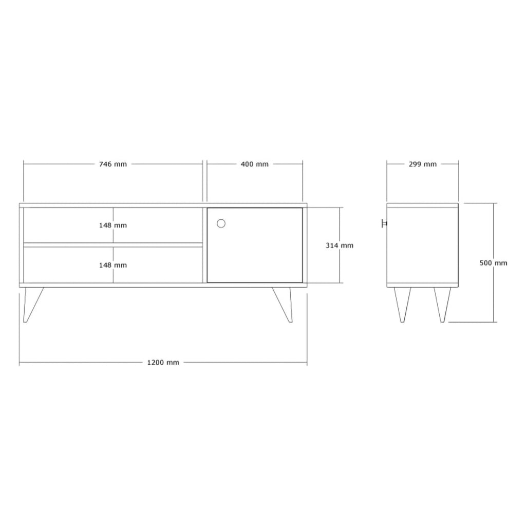 Spinola, Mobile Porta tv un Ripiano, 120x29x50h cm Marrone Rovere