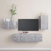 Set di Mobili Porta TV 4 pz Grigio Cemento in Legno Multistratocod mxl 72873